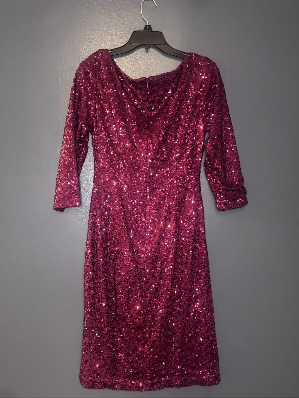 Red Wine Holiday Party Dress Jessica Howard Sequin Midi date night Christmas 10 - Picture 2 of 5